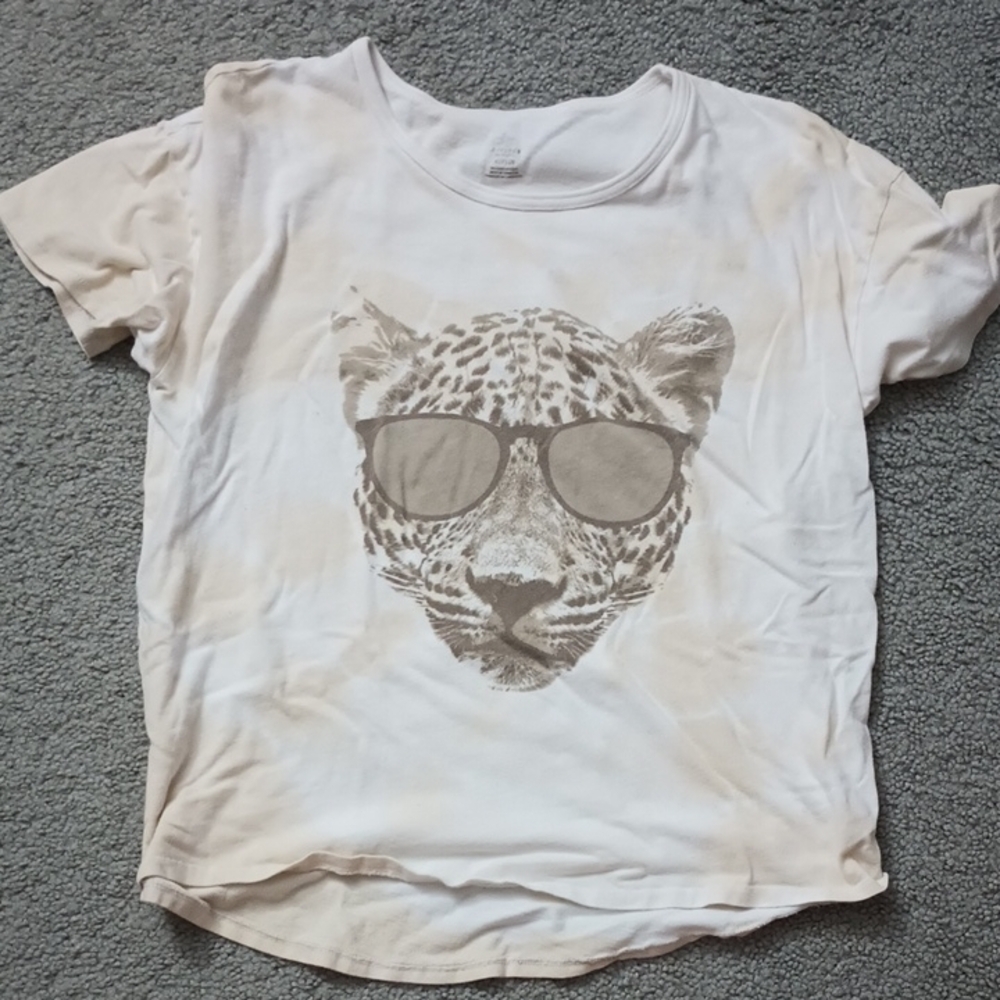 Stylish Cream Leopard Print Kids T-Shirt